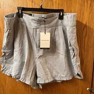 NWT Who What Wear high rise shorts. Super cute ruffles around legs. Light blue.